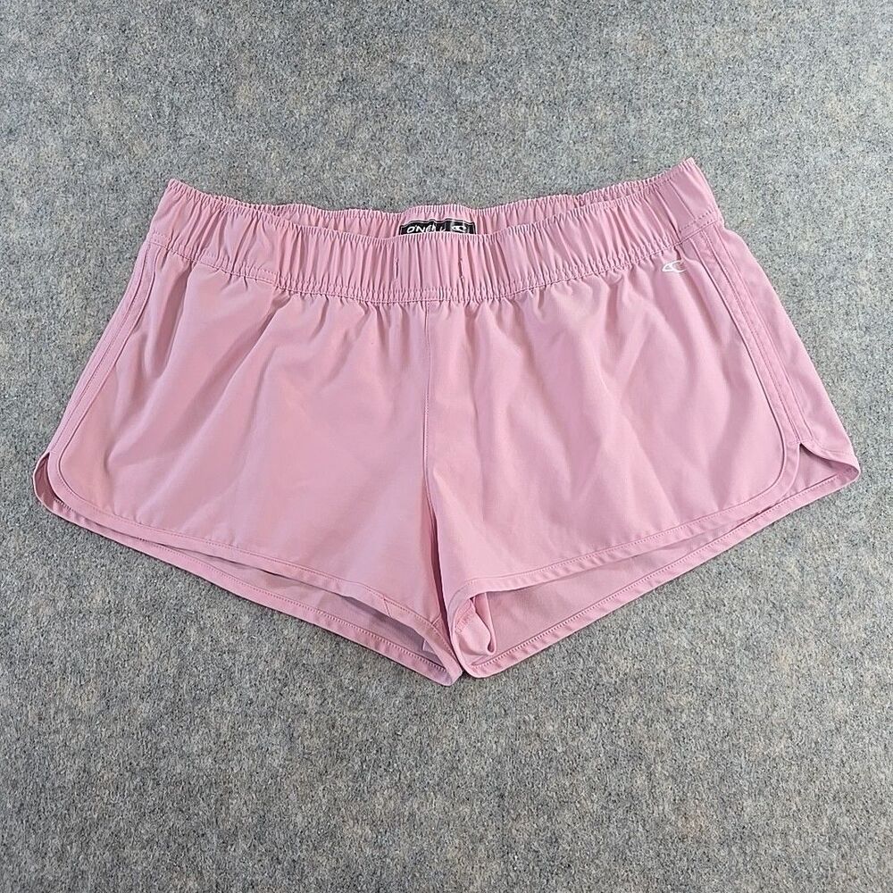 O'Neill Hyper Freak Women's Sz L Pink Dolphin Hem Elastic Waist Athletic Shorts